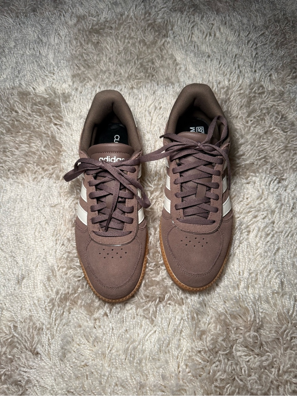 adidas Brown Suede Sneakers with White Stripes